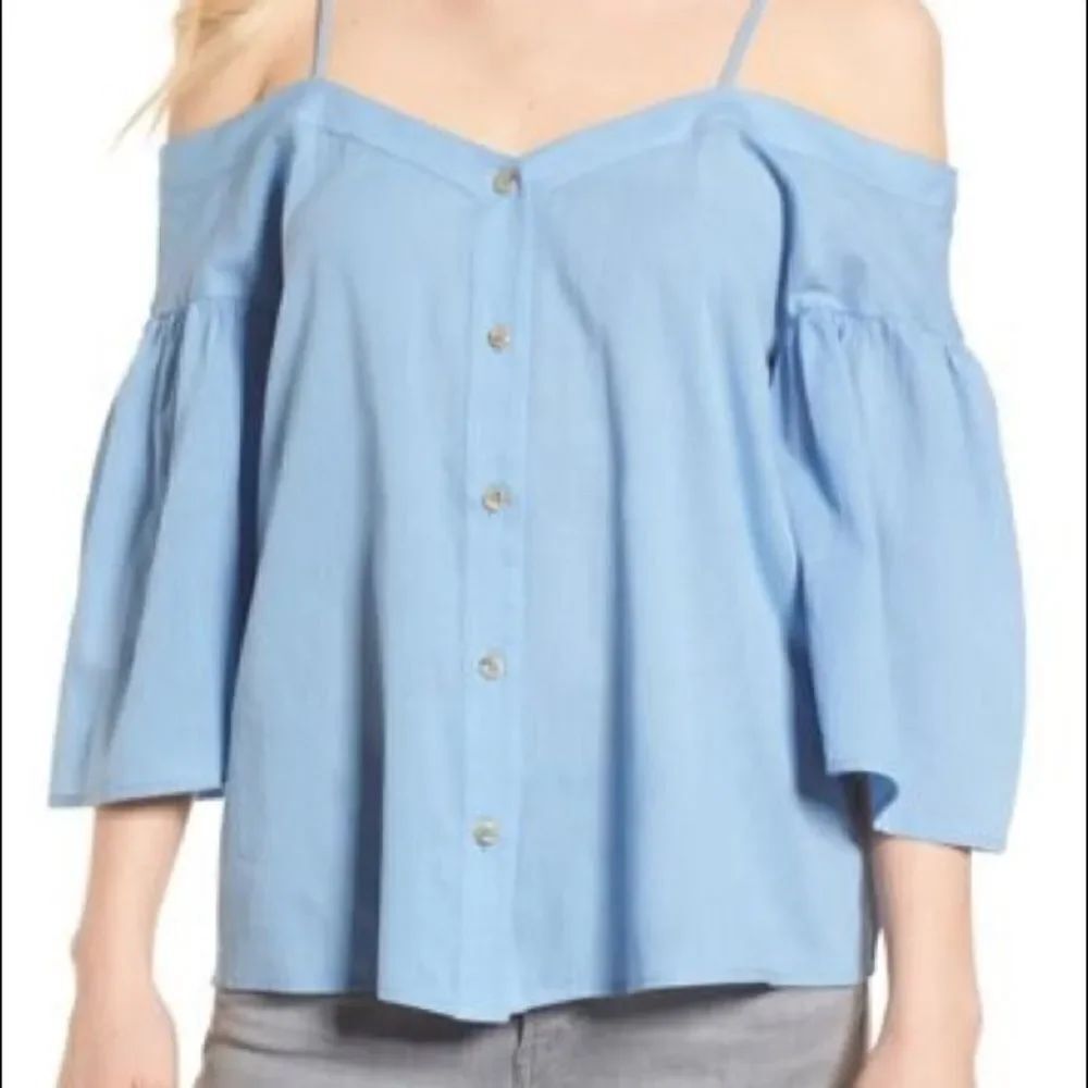 BP Blue Cotton Off Shoulder Top Sz M